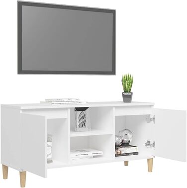 vidaXL ТВ-тумба з масивними ніжками, комод, білий, 103,5x35x50 см