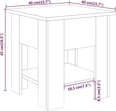 Журнальний стіл із полицею vidaXL, білий глянець, 40x40x42 см, ДСП для вітальні