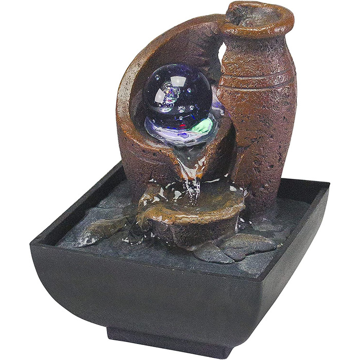 Декоративний кімнатний фонтан BEPER Amphora з підсвіткою, чорний, смола, компактний