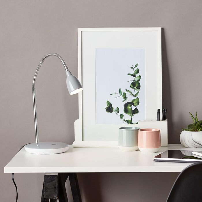 Настільна LED лампа BRILLIANT Anthony, 2.4W, 200лм, 3000K, сіра, з кнопкою на основі