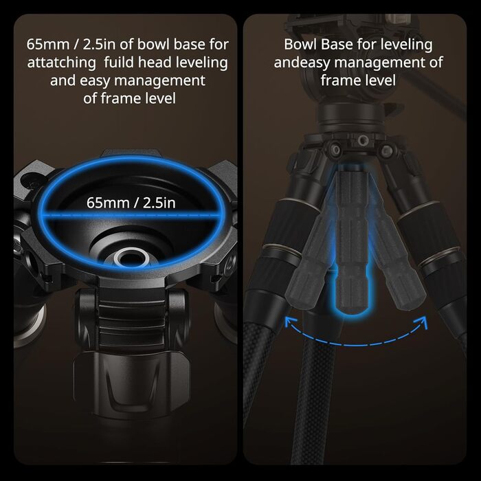 SMALLRIG FT-S303 штатив із вуглецевого волокна, 140 см, професійний відеоштатив із швидким регулюванням висоти, 65 мм чаша, вантажопідйомність 15 кг для DSLR, камер, відеокамер