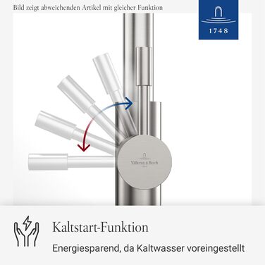 Змішувач кухонний Villeroy & Boch Umbrella Flex з висувним душем, антрацит - економія води, висота виливу 220 мм