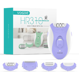 Епілятор VOGOE 4-в-1 для жінок, електричний бездротовий, 21 пінцет, для обличчя, ніг, рук, бікіні, модель HR310, ліловий