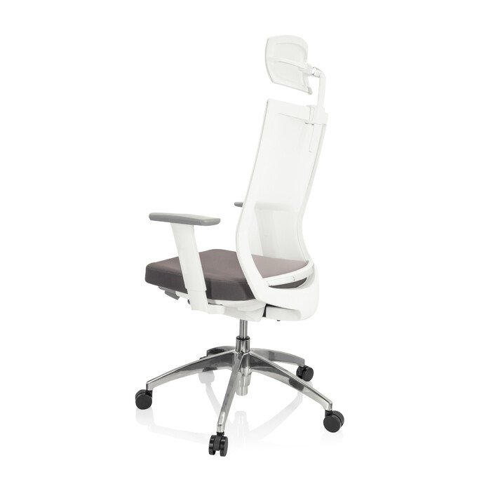 Офісне крісло / Крісло з поворотним механізмом ASPEN WHITE PRO з сітчастою спинкою (прозорий матеріал) / сіре сидіння hjh OFFICE