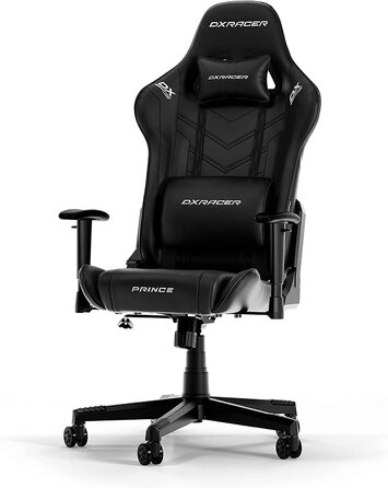 Ігрове крісло DXRacer PRINCE L чорне, штучна шкіра, оригінал
