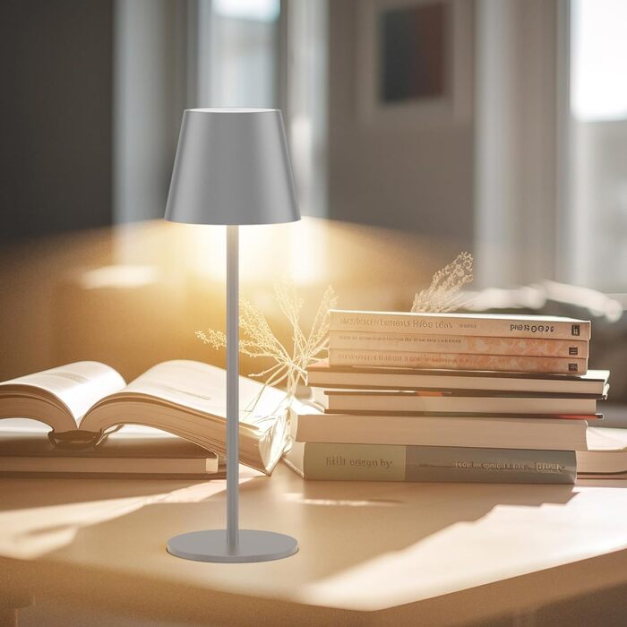 LED-лампа K-Bright 2 шт. з регулюванням яскравості, акумуляторна, бездротова, 3000K/4000K/6000K, 3 колірні температури, USB-C, IP54, пісочно-сірий колір