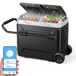 Автомобільний компресорний холодильник KROAK з Bluetooth, 60л, 2 зони (-20°C/+20°C), 12/24/230V, тихий (45 дБ), для авто, кемпінгу, каравану