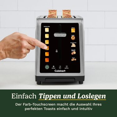 Тостер Cuisinart SimpliTouch XL з сенсорним екраном - 2 слоти, великі прорізи, підрум'янювання хліба, бубликів, чіабати та мафінів