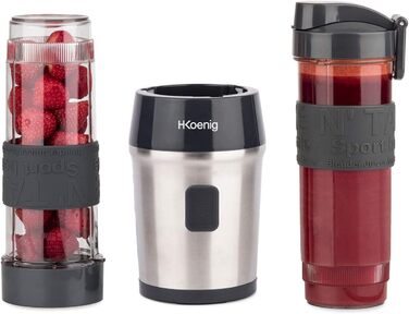 Смузі блендер H.Koenig SMOO9, 300 Вт, 570 мл, нержавійка, 2 пляшки, BPA-free, сірий