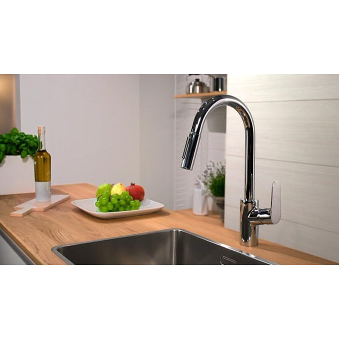 Змішувач кухонний Hansgrohe Focus M41 з висувним гусаком 160 мм, поворотний на 360°