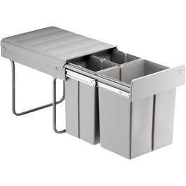 Сортувальник сміття Naber Bio Trio Maxi 40 DT, алюмінієвий сірий