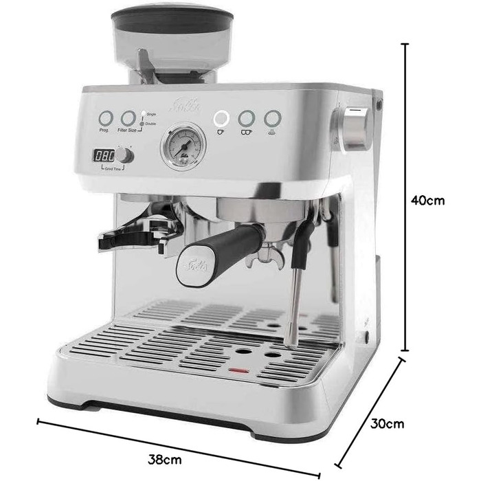 Кавомашина Solis Grind & Infuse Perfetta 1019 з вбудованою кавомолкою та функцією приготування еспресо, капучино та гарячої води - нержавіюча сталь