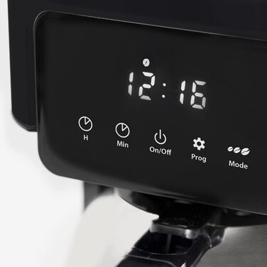 Кавоварка Caso Coffee Taste and Style, термос, 1,2 л, постійний фільтр, оптимальна температура заварювання 92-96°C, крапельний стоп, оптимізована голівка для заварювання, ізотермічний глечик, нержавіюча сталь, чорна, 10 чашок