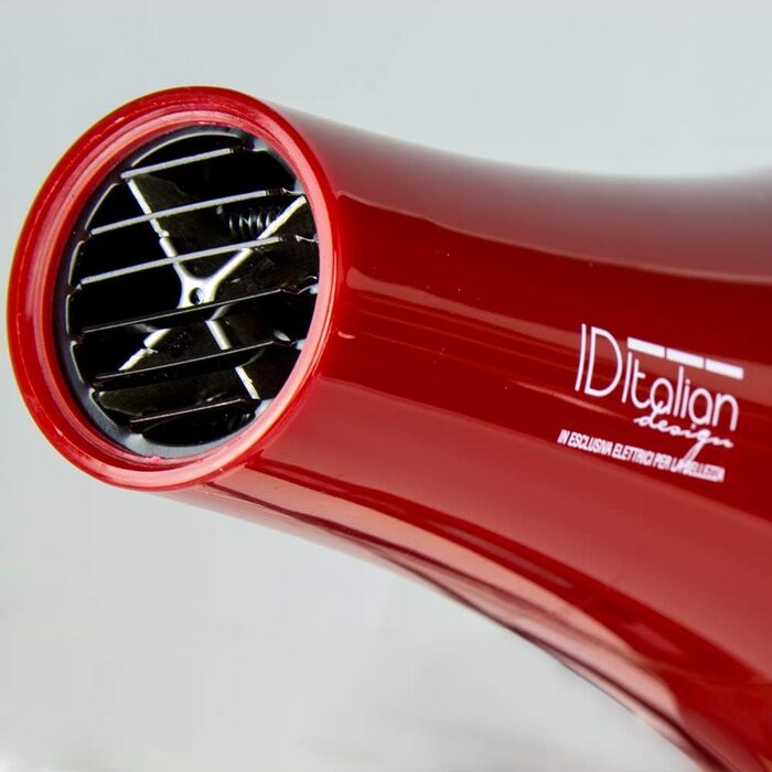 Професійний фен для волосся ID Italian Design, 2200 Вт, 3 температурні режими, 2 швидкості, насадка для укладання, червоний