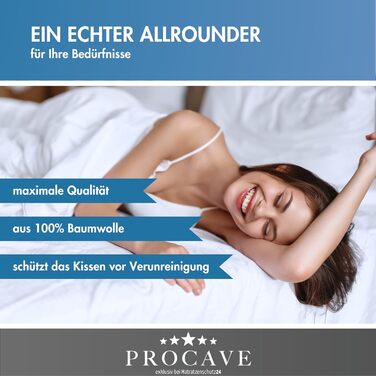 Подушка для сну на боці PROCAVE Top Cool — довга анатомічна подушка-боді, дихаюча та комфортна проти болю в спині, з чохлом 40x145 см, Made in Germany