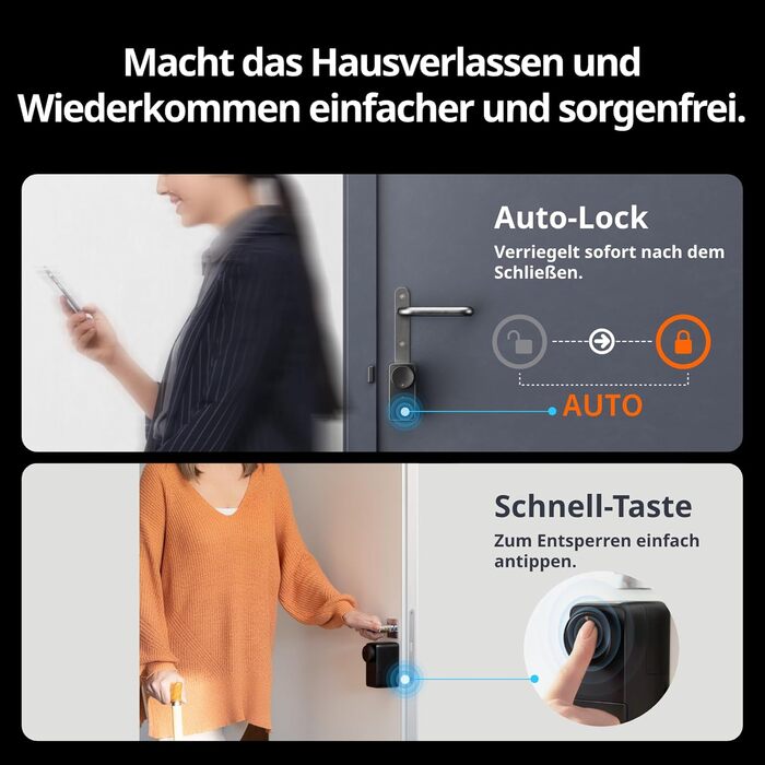Розумний дверний замок SwitchBot WLAN Smart Lock Pro з сенсорною клавіатурою, відбитком пальця, кодом, підтримкою Alexa, Google, Matter, електронний замок для дверей, відкривання через додаток