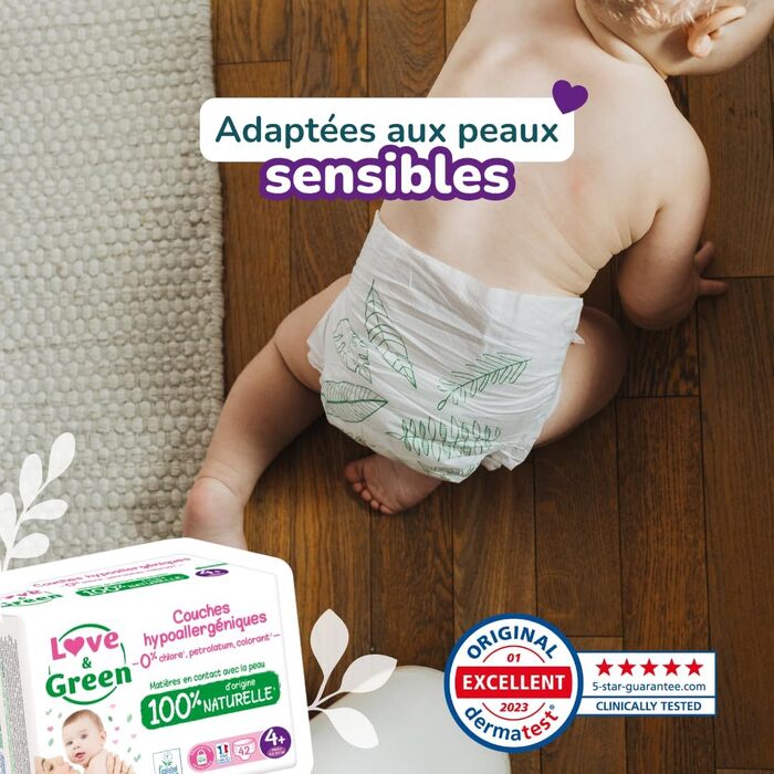 Екологічні підгузки Love & Green, розмір 4+ (168 шт)