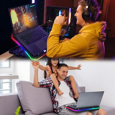 Охолоджувач для ноутбука RGB Gaming — підставка з вентиляторами для ігрового ноутбука, для столу та колін