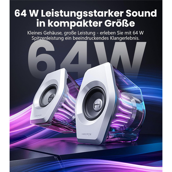 Edifier G2000 Pro - Bluetooth колонки для комп'ютера з 7.1 об'ємним звуком, RGB підсвічуванням, USB та Aux входами (білі)