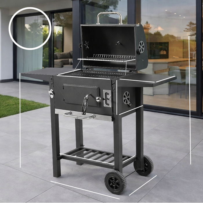 Садовий вугільний гриль BBQ XXL з кришкою, попільничкою, регулятором та термометром
