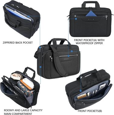 Сумка для ноутбука VANKEAN Premium Briefcase, чохол для ноутбука до 15.6 дюймів, чорно-сіра