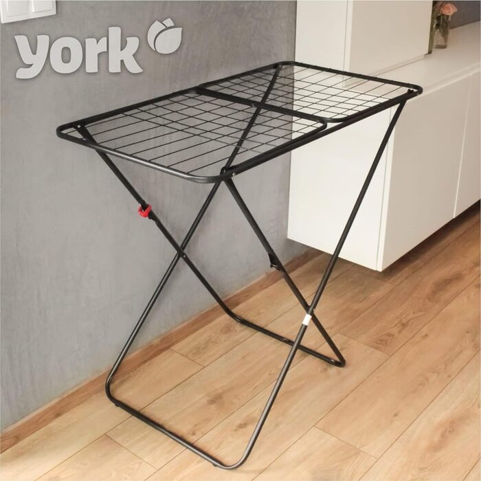 Сушарка для білизни York STABILO, металева, компактна, міцна, для балконів і терас, до 15 кг, чорна