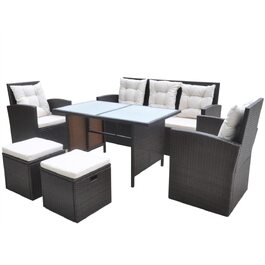 Комплект садових меблів Garten-Lounge на 6 осіб із подушками, поліротанг, коричневий
