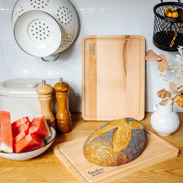 Дерев'яна обробна дошка Creative Home з канавкою для соку, 30,5x22,5 см, реверсивна, для хліба, м'яса, овочів, сиру та шинки