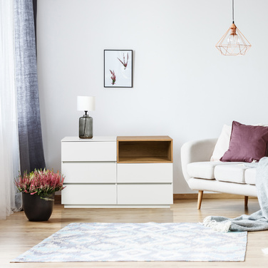 Комод-тумба MELMO S 120x40x76 см, 5 шухляд, білий/дуб, hjh LIVING