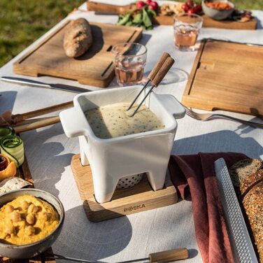 Фондю Boska Tapas Bianco L - для сиру та соусів, 600 мл - з підставкою та свічкою, для мікрохвильової печі та посудомийної машини