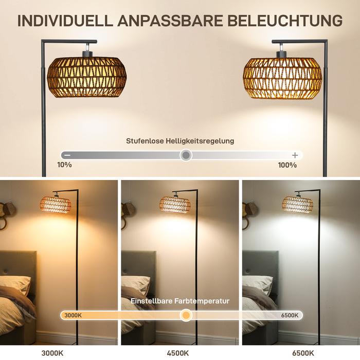 Стільна LED-торшер з подвійним абажуром, регульована яскравість, 3 кольори світла, чорний — для вітальні, спальні та офісу