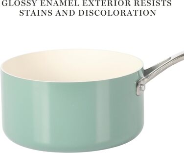 Набір посуду емальований Martha Stewart Lockton Premium 10 предметів, антипригарне керамічне покриття без PFA, алюміній, блакитно-зелений