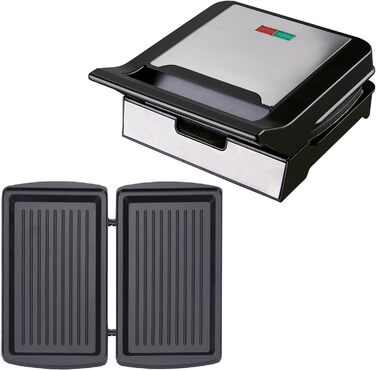 Електрогриль Syntrox Germany MM-1400W Gusto з змінними антипригарними пластинами, підходить для посудомийної машини, контактний гриль 1400 Вт