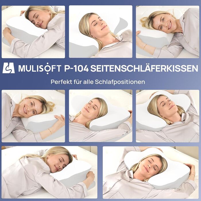 Ергономічна подушка для шиї MULISOFT з ефектом пам'яті (Memory Foam), форма-метелик, біла, розмір M