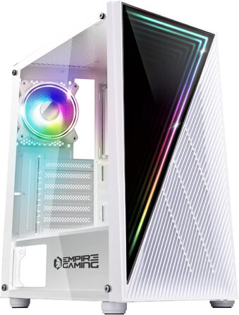 Ігровий корпус для ПК Empire Gaming Crystal, ARGB, середній Tower, ATX/Micro ATX/ITX, 3D-дзеркальний ефект, адресований RGB-вентилятор 120 мм, білий