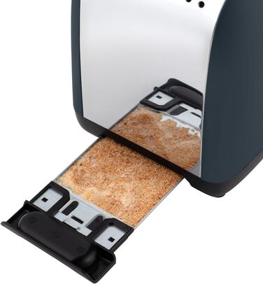 Тостер Russell Hobbs Colours Plus Edelstahl на 2 тости, сірий. З широкими слотами, підставкою для булочок, 6 режимів підсмажування, розморожуванням, функцією Lift & Look, 1600 Вт