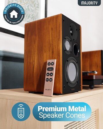 Bluetooth колонка Majority D100 100W HiFi – активна стереосистема з HDMI ARC, Xtra Bass, дерев'яний корпус
