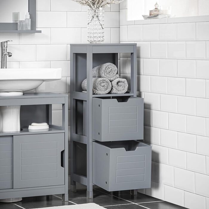 Тумба для ванної SoBuy FRG127-SG, темно-сіра, з ніжками, 30x90x30 см