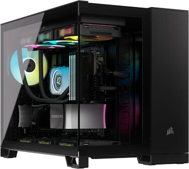 Корпус для ПК CORSAIR iCUE Link 2500X RGB, загартоване скло, mATX, Mid-Tower, подвійна камера, 2 вентилятори RX120 RGB у комплекті, широка сумісність з охолодженням, плата з реверсивним підключенням