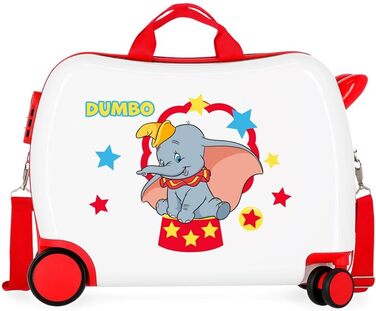 Дитяча валіза Disney Dumbo, біла, 50x39x20 см, жорсткий пластик, комбінований замок, 34 л, 1,8 кг, 4 колеса