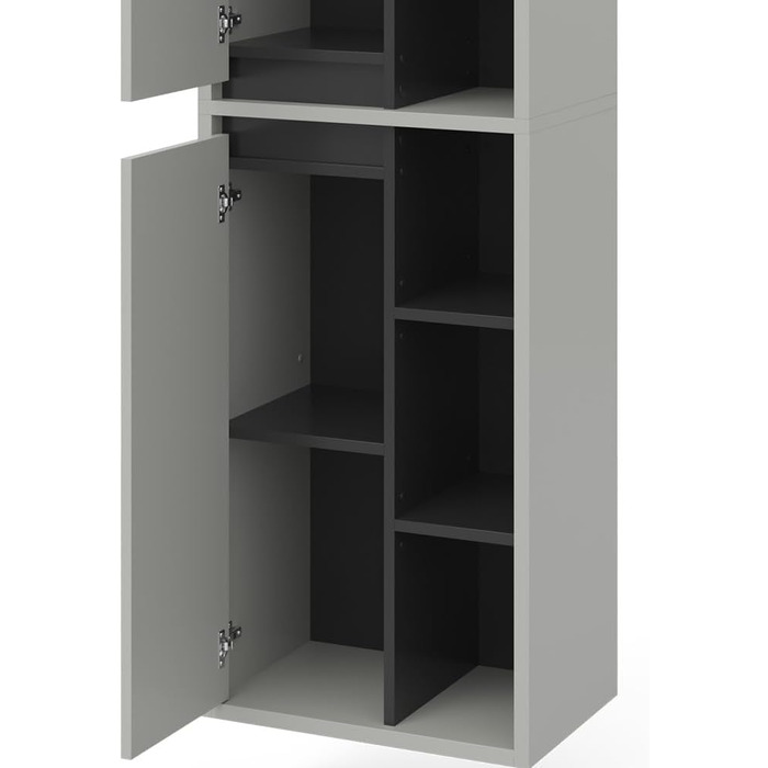 Пенал для ванної Vicco Viola, антрацит, 50x170 см, з дверцятами і відкритими полицями