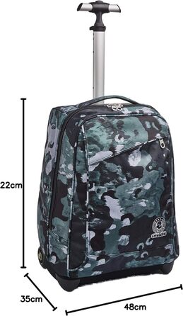 Дитячий шкільний рюкзак-тролей Invicta Camo Shade 2-в-1 на колесах, зелений, для хлопчиків і дівчаток, для школи та подорожей, з магнітною застібкою, 43 см