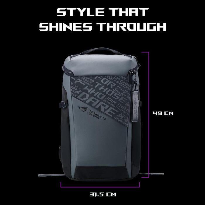 Ігровий рюкзак ASUS ROG Ranger BP2701 Cybertext Edition для ноутбуків до 18 дюймів, 24Л, водовідштовхувальний, Cybertext Grey