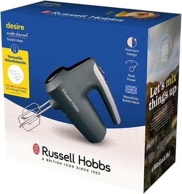 Міксер ручний Russell Hobbs Desire Red 350W з насадками для тіста та збивання, 5 швидкостей + імпульс