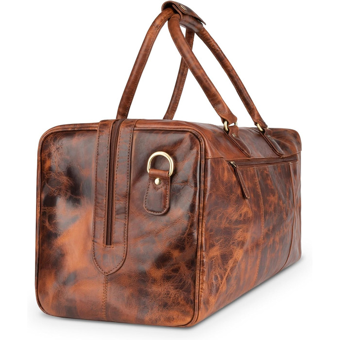 Дорожня сумка з натуральної шкіри LEABAGS, 40 л, преміум, для жінок і чоловіків, коричнева, спортивна, для подорожей, тренувань та літака