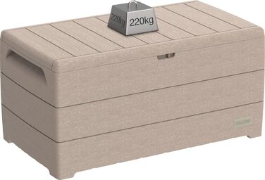 Ящик для зберігання садових меблів Duramax Cedargrain 71 галон (269 л) з колесами, пластиковий, колір тепле сіро-бежеве