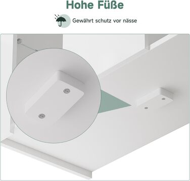 Комод SUNXURY з LED-підсвіткою, 12 кольорів, білий глянець, 90x35x83 см, шафа з однією дверкою для вітальні, спальні, кухні