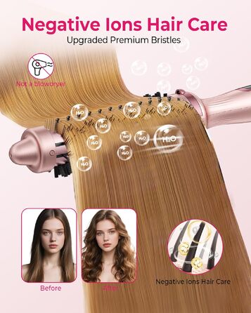 UKLISS Hairstyler 5 в 1: Фен-щітка, стайлер для волосся, плойка, насадки для об'єму та випрямлення (Класичний Рожевий)