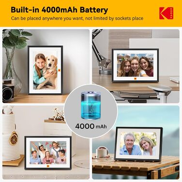 Цифровий фоторамка Kodak WiFi 10,1 дюйма, вбудована пам'ять 32 ГБ, сенсорний екран 1280x800, акумулятор 4000 мАг (чорний)