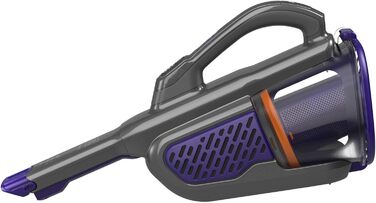 Акумуляторний ручний пилосос BLACK+DECKER 18В 36Вт Dustbuster з технологією smarttech, циклонною системою, висувною щілинною насадкою, щіткою для шерсті тварин, настінною зарядною станцією, титан/срібло/фіолетовий